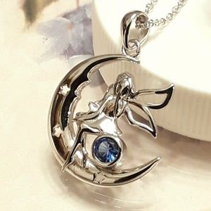 NEW S925 Pixie Angel Moon Necklace